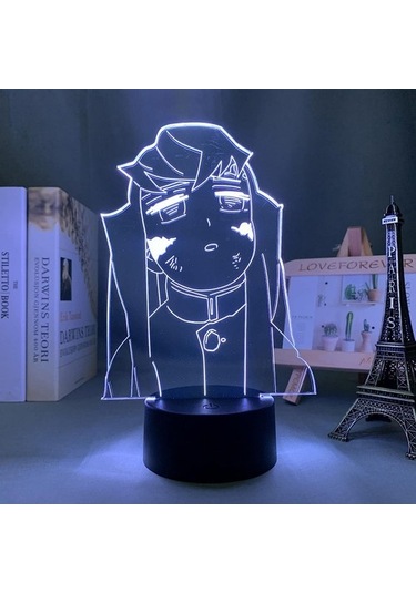 Goldenqian Anime Led Işık Demon Slayer Muichiro Komik Yüz Yatak Odası Için Dekoratif Işık Doğum Günü Hediye Odası Manga 3d Lamba Kimetsu Hiçbir Yaiba Xhaıs8 Siyah