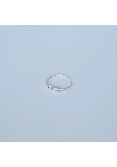 Heppii 925 Ayar Gümüş Üçtaşlı Halka Hızma Burun Piercingi Gümüş