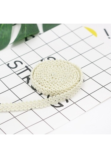 Flybuy 50m Uzunluk Polyester İpek Dantel Kemer, 0.8cm Genişlik, Bej/beyaz, Dekoratif Aksesuarlar İçin
