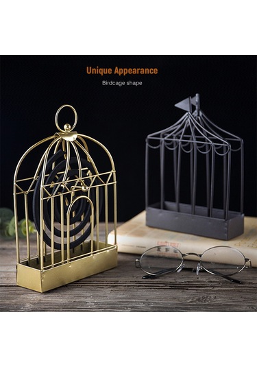 Monyee Siyah Metal Kuş Kafesi Desenli İç Mekan İçin Mosquito Coil Tutucu - Otel, Ev, Salon, Yatak Odası Uygun Diğer