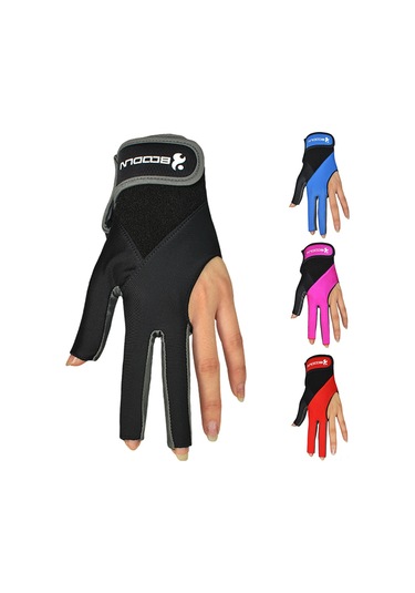 Youtek Sol El İçin Üç Parmak Kesmeli Nefes Alabilir Bilardo Eldiveni - Siyah, S-m Boyut, Esnek Ve Yumuşak