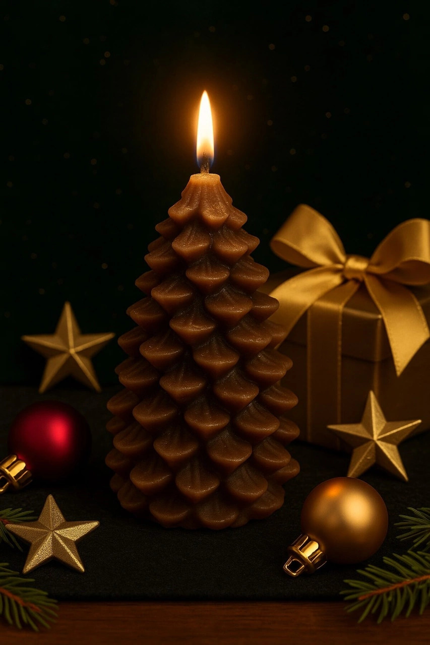 2 Li Yılbaşı Temalı Masa Ve Ev Dekoru Kozalak Ve Çam Ağacı Temalı Doğal Mum Yılbaşı Hediye Seti Çok Renkli