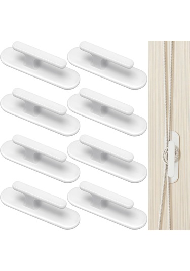 Xiyyadms 8 Adhesif Çocuk Güvenli Pencere Kancaları - Ev, Ofis, Anaokulu İçin Güvenli Kurulum Ve Kordaj Sabitleme Beyaz