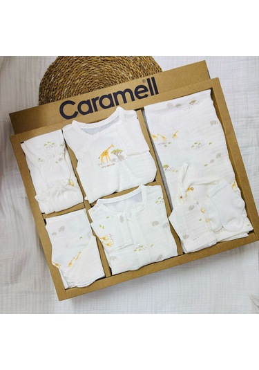 Müslin Safari 10'lu Set Yazlık Hastane Çıkışı Zıbın Seti Ekru