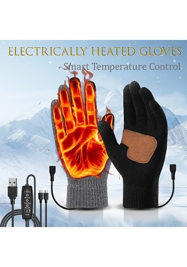 Willowhaven Akıllı Sıcaklık Kontrollü Elektrikli Eldivenler, Çift Taraflı Isıtma, Termostat Siyah