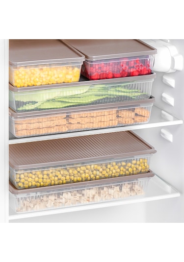 Porsima 5310 8 Li 2 Lt Buzdolabı Organizeri Mikrodalga Ve Derin Dondurucu Buzluk Bakliyat Saklama Kabı - Cappuccino