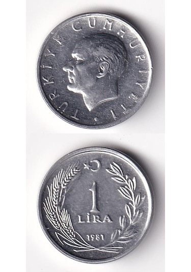 1 Lira 1981 Çil Eski Madeni Para