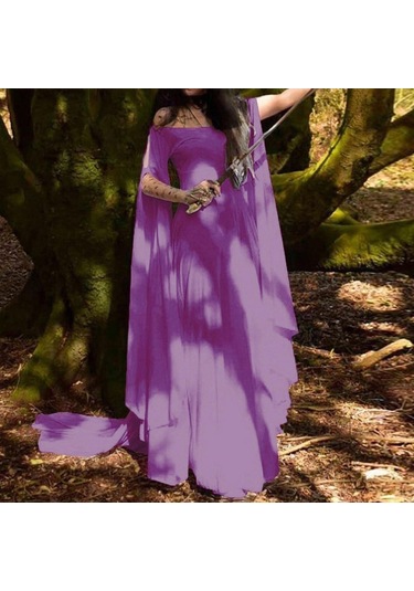 Mor Kadın Retro Cosplay Vintage Parti Kulübü Elegante Elbise