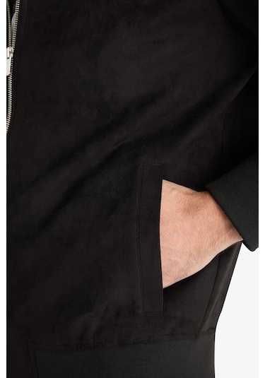 Defacto Slim Fit Dar Kesim Dik Yaka Fermuarlı Süet Mont D1524ax25aubk27 Siyah