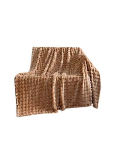 Novahub 70x100cm Tek Katlı Flanel Battaniye Basit Kalınlaştırılmış Kanepe Örtüsü Yeni Yatak Örtüsü Camel Camel