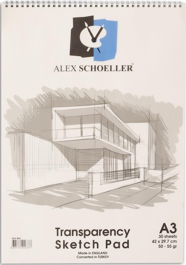 Alex Schoeller Transparan Sketch Pad Eskiz Defteri 50/55 G A3