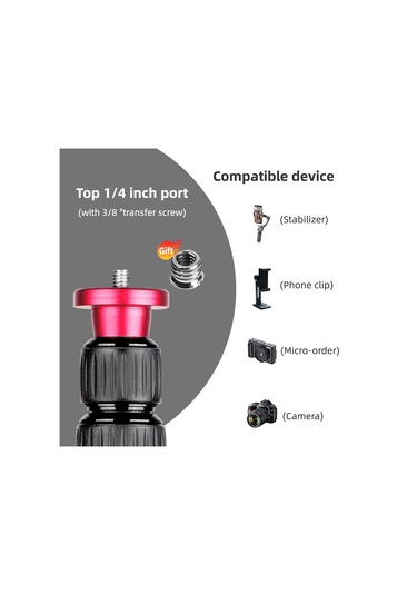 Kangvka Manbily Lr-255 Profesyonel Alüminyum Monopod Uzatma Çubuğu - 33.5-108cm Ayarlanabilir, 5kg Taşıma Kapasiteli Siyah