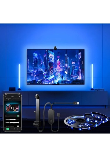 Honeybeeshop Usb Uyumlu Rgbıc Tv Sensörü 3.8m Usb5v Dizüstü Bilgisayar Lambası Rgb Tv Arka Işık Şeridi Ar Renk Sensörlü 3.81 5.0 Metre Uygulama Müzik Senkronizasyonu 139.7 215.9 Cm Ekranlar İçin