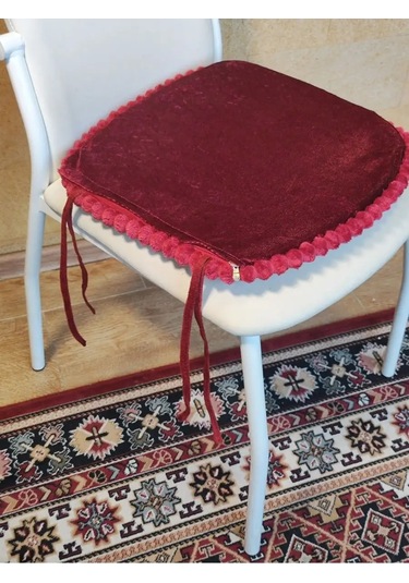 Burush Sandalye Minderi 40x40 Cm, Bağcıklı 160939744 Bordo