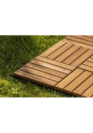 Pafu Sunsoe İroko Ağacı Balkon Bahçe Ahşap Yer Döşemesi Karo Deck 30x30 Cm 1 Adet 0,09m2
