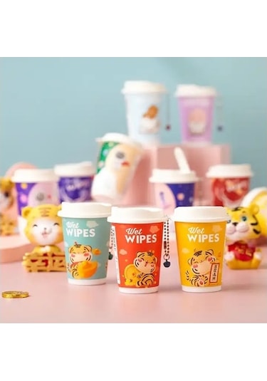 Vagon Islak Mendil Kahve Bardağı Wet Wıpes Cat