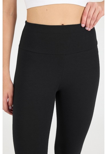 Malabadi Kadın Siyah Penye Modal Yüksek Bel Spor Kapri Tayt 1909 SiYAH