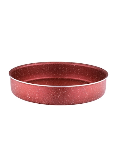32 Cm Granit Yuvarlak Fırın Tepsisi - Kırmızı Kırmızı