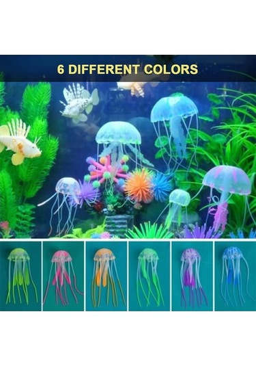 Fortunelane Denizanası Süspansiyonlu Dekorasyon Akvaryum İçin 6 Adet 6 Renkli Süction Cup