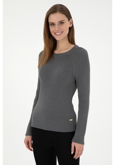 U.s. Polo Assn. Kadın Gri Melanj Kazak /triko 50297095-vr086 GRİ MELANJ Gri Melanj