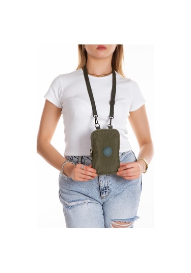 Newish Polo Suya Dayanıklı Krinkıl Kumaş Haki Kadın Çapraz Omuz Ve Bel Çantası - Kadın Haki
