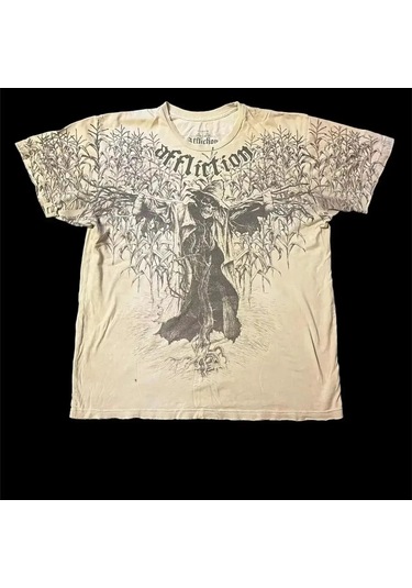 Snapbuy Büyük Grunge Kanatlı Erkek Kısa Kollu Pamuk T Gömlekgri Gri