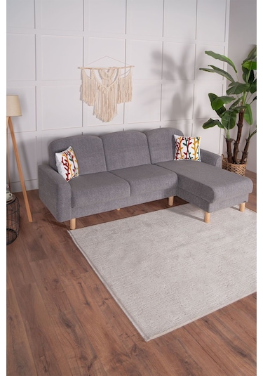 Bohem's Bohem Uzanmalı Köşe, Sağ Sol Kullanılabilen, Yüksek Ayaklı, Gri Gri