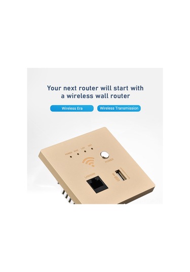 Geeksen Duvar Gömülü 300m Wifi Ap Router - Usb Şarjlı Çıkışlı, Şampanya Altın Rengi