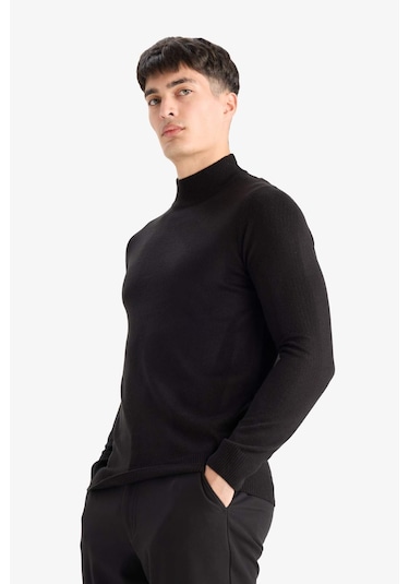 Defacto Slim Fit Dar Kesim Balıkçı Yaka Basic Düz Triko Kazak R1127az25wnbk27 Siyah Defacto Slim Fit Dar Kesim Balıkçı Yaka Basic Düz Triko Kazak R1127az25wnbk27 Siyah