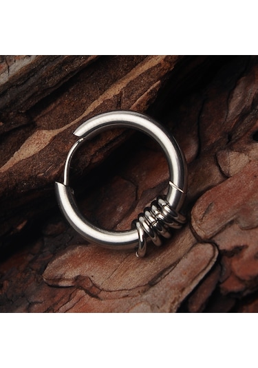 Büyük Halka Erkek Küpe Tek Çelik Takı Aksesuar W P24 T5 Çelik