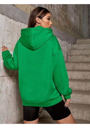 Altamira Unisex Yeşil Oversize Kapşonlu Sweatshirt 001