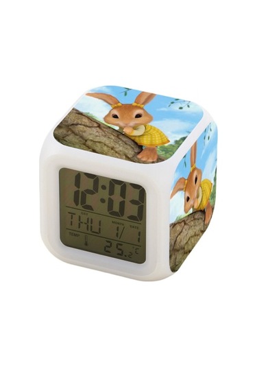 En İyi Ev Saati: 7 Renkli Led Kare Dijital Alarmlı Saat - Beyaz