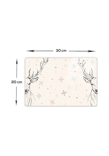 Decorita Cam Kesme Tahtası|Krem Geyikli|20cm x 30cm