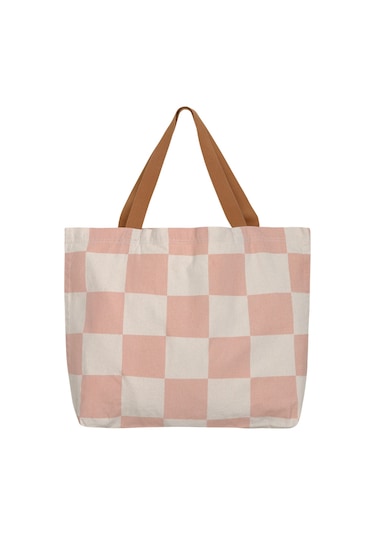 Lassig Plaj Çantası Gots Check Pattern Peach Sea Salt Pembe