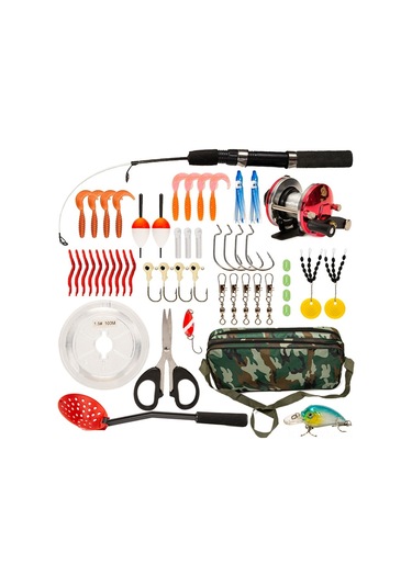 Geeksen Kışlık Dış Mekan Balıkçılık Seti 52 Parça - 50/67cm İki Bölmeli Kamış, Makara Ve Tüm Gereçler İle Tam Zirve Performans
