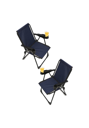 Silva 2 Adet Kamp Sandalyesi Bardaklıklı - Lacivert