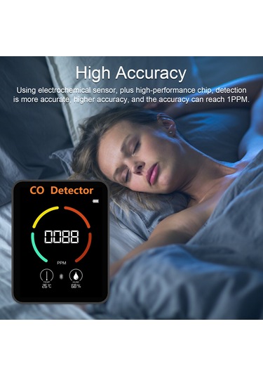 Lemestar Ev İçin Bluetooth Uygulamalı Co Monitörü - Sıcaklık Ve Nem Tespiti, Alarm Fonksiyonu, Lcd Ekran, Dahili Li-pol Batarya Siyah