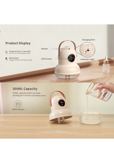 Icarer Ailesi If-js01 Usb Şarjlı Masaüstü Gece Lambası Çift Spreyli Nemlendirici, Renk: Pembe Dijital