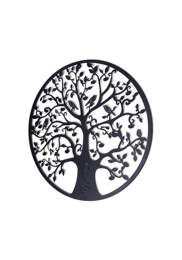 Metal Hayat Ağacı Duvar Dekoru Siluet Sanatı Hediye İç Mekan Dış Mekan Bahçe Ev Dekorasyonu Siyah, 28x28cm