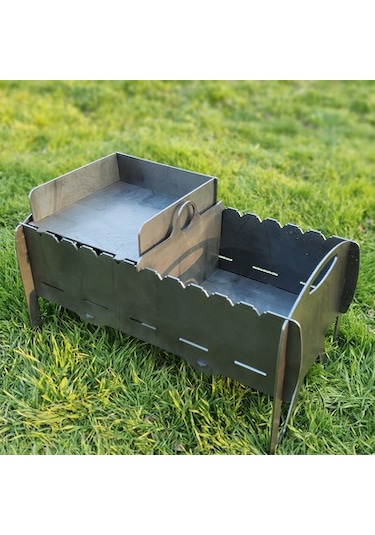 Portatif Çift Bölmeli Dayanıklı Ağır Ve Büyük Uzun Ömürlü Mangal Siyah