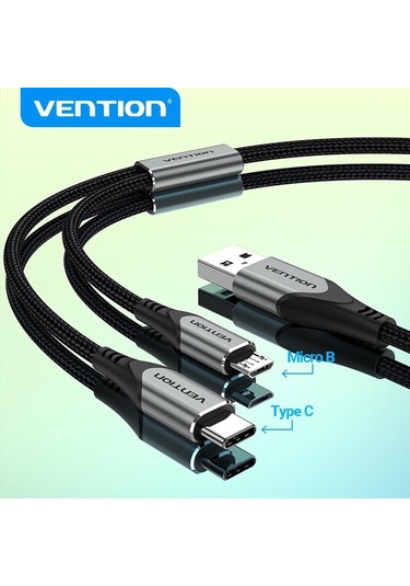Vention 2 İn 1 Usb C Tipi Kablo Xiaomi Redmi İçin Not 10 Huawei Mikro Usb Kablosu İçin Usb Şarj Kablosu