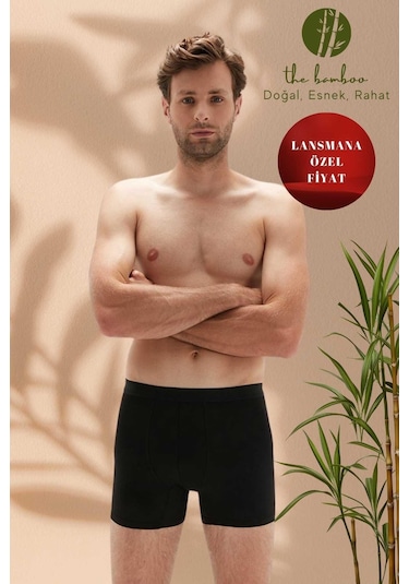 Weweus Siyah Erkek Süper İnce Doğal Bambu Lüks Boxer 1012 Siyah