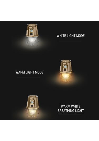 Ranyeek "şarj Edilebilir Kamp Feneri - Ipx4 Su Geçirmez, Ayarlanabilir Parlaklık, 1200mah Batarya, Power Bank Özellikli" Altın