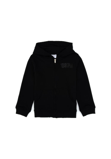 U.S. Polo Assn. Kız Çocuk Siyah Kapüşonlu Fermuarlı Basic Sweatshirt 50316837-VR046 U.S. Polo Assn. Kız Çocuk Siyah Kapüşonlu Fermuarlı Basic Sweatshirt 50316837-VR046