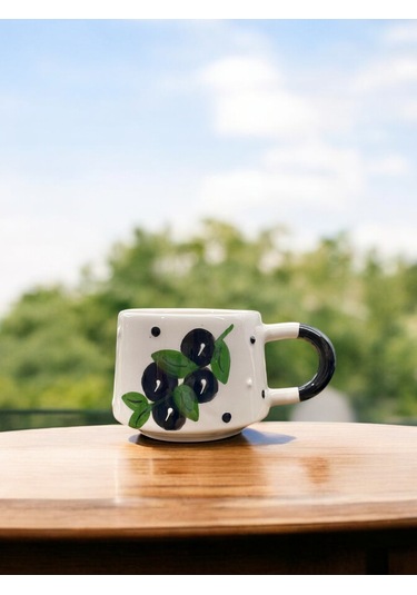 Seramik Kupa Bardak Zeytin Dalı Tasarım