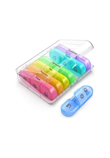 Polham 7 Günlük 21 Gözlü Haftalık İlaç, Hap Saklama Kutusu, Kitlenir Kapaklı, Bpa İçermez Saklama Kutusu