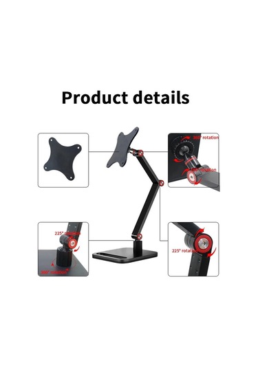 Sones Taşınabilir Vesa Monitör Standı Yüksekliği Ayarlanabilir Döner Masa Montajı 17 İnç Ekranlar İçin Siyah