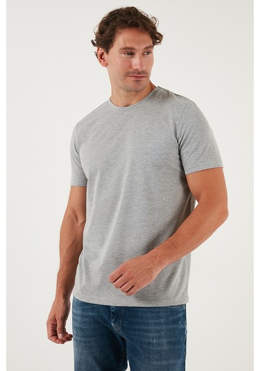 Buratti Pamuklu Regular Fit Bisiklet Yaka Erkek T Shirt 59020204 Gri Melanj