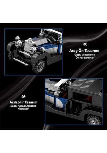 Reobrix Creator 814 Bugatti Type 41 Royale Klasik Araba Yaratıcı Yapı Blok Seti Building Blocks - 249 Parça