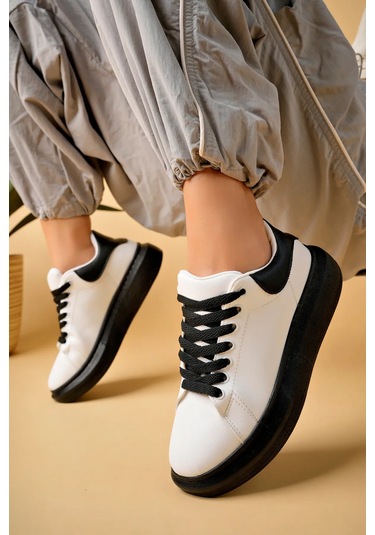 Luis A Costa Lc101 Beyaz Siyah Cilt Siyah Taban Kadın Sneaker Renkli